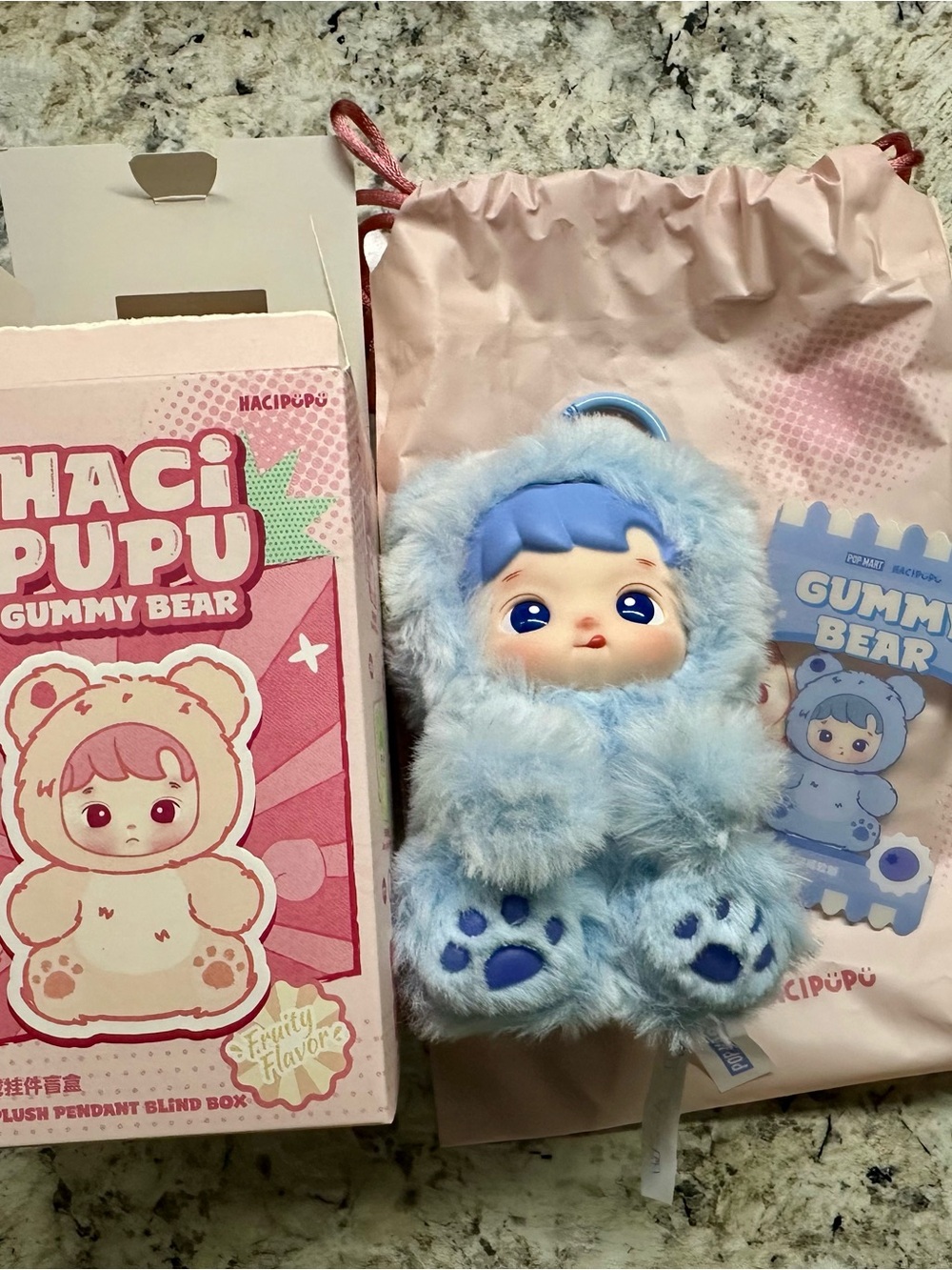 NEW hachipupu popmart blueberry Blue Gummy Bear Plush Keychain